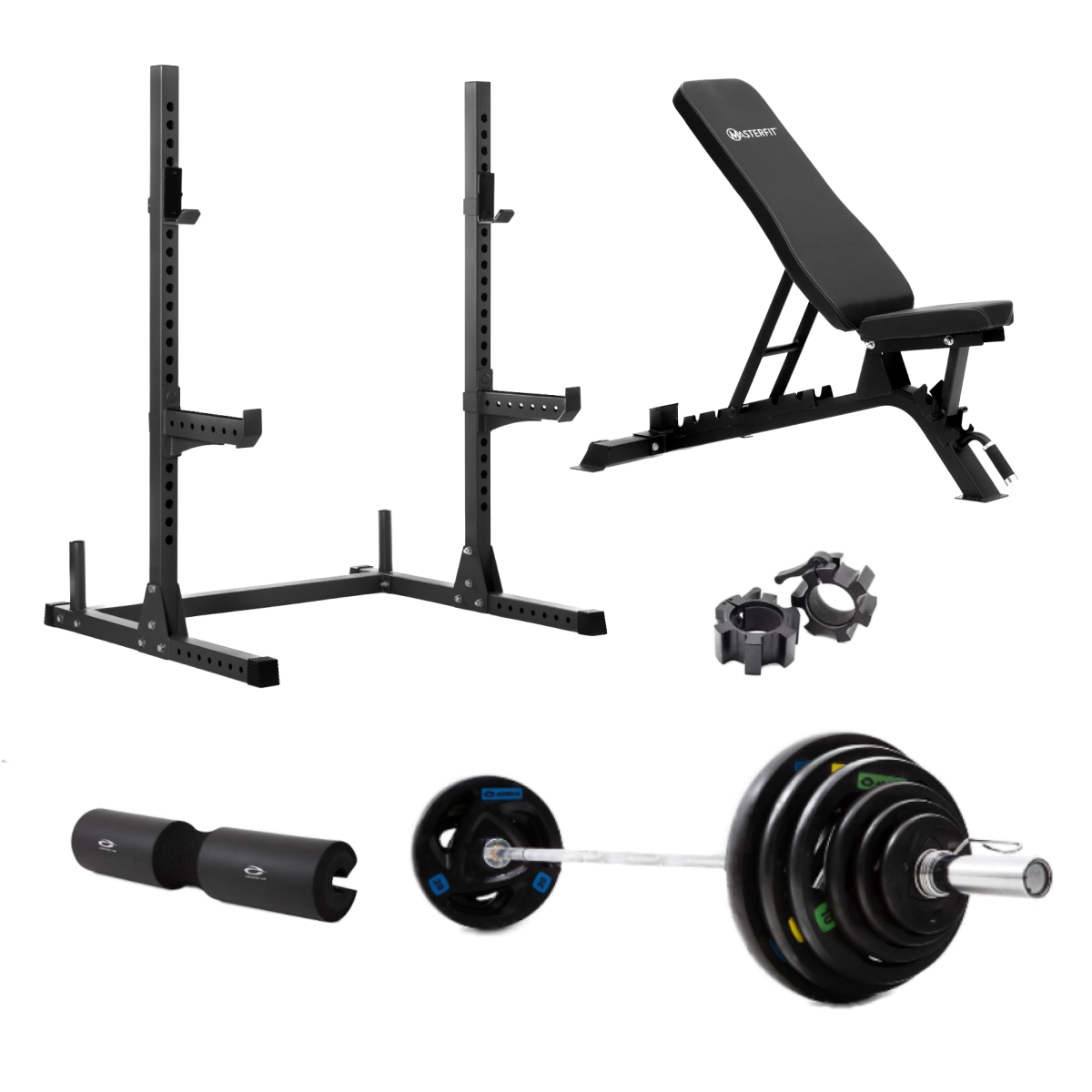 Brug 200 Squat Rack Olympic Styrkepakke - 120 kg til en forbedret oplevelse