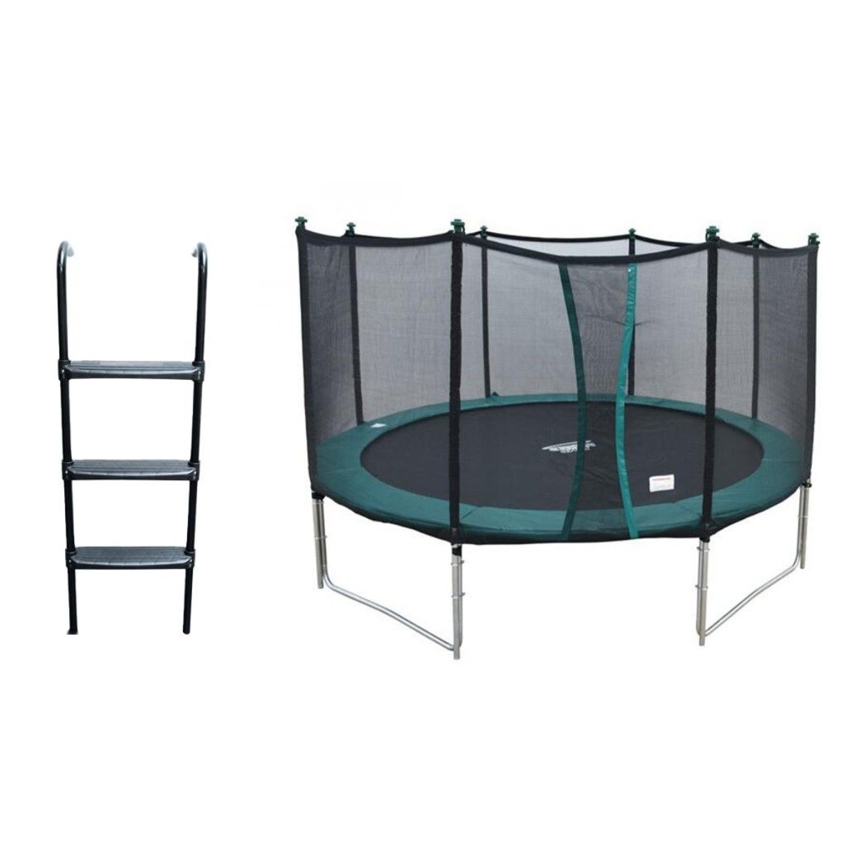 Flexi Trampolin 3,65 m Grøn – inkl. sikkerhedsnet og stige